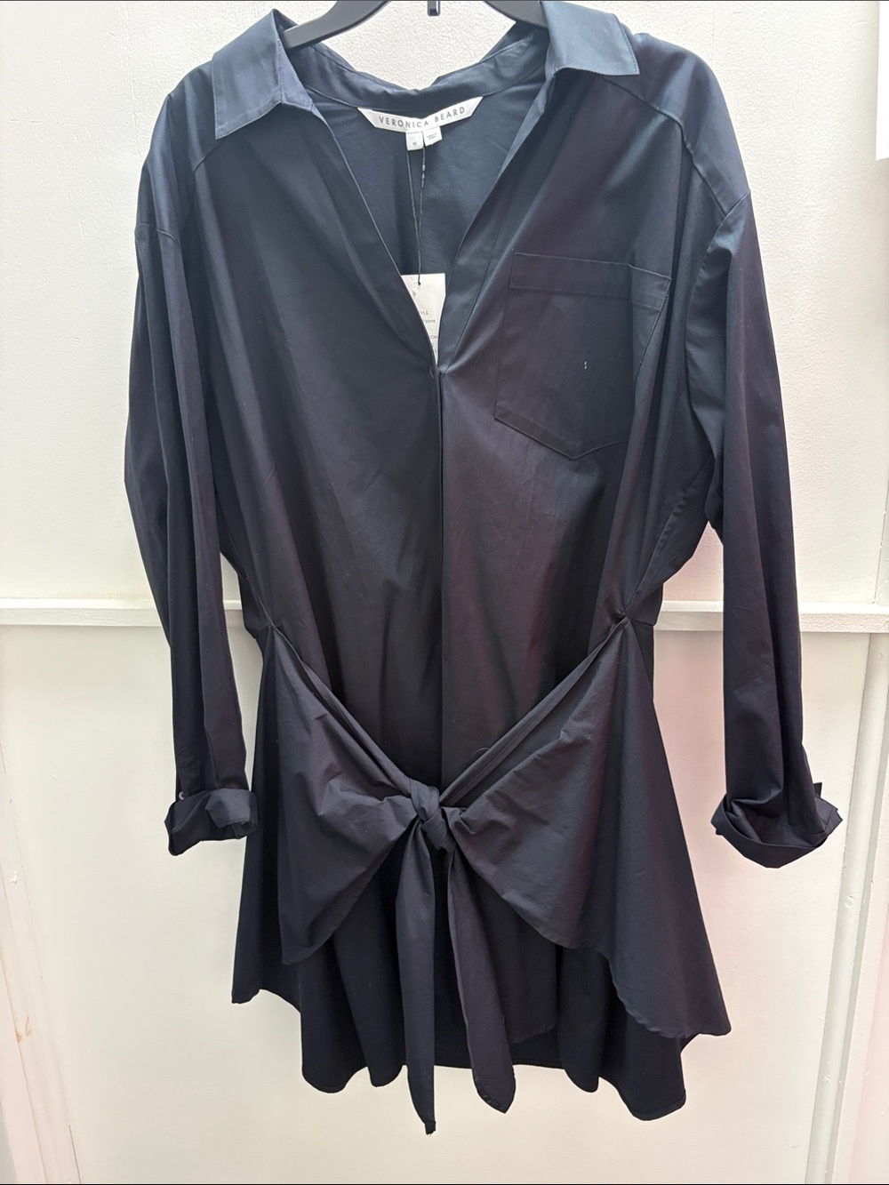 Veronica Beard Black Tie-Back Tunic Shirt